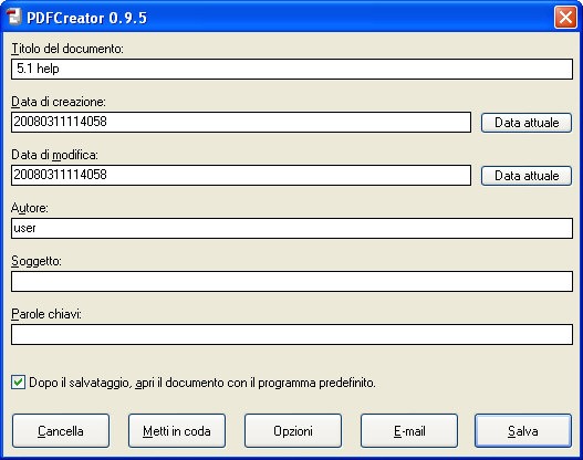 creare file pdf con PDF Creator