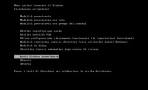 Avviare Windows 7 in modalità provvisoria