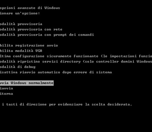 Avviare Windows 7 in modalità provvisoria