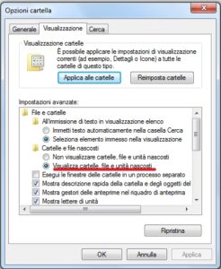 Come visualizzare file nascosti su Windows 7