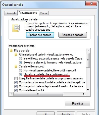 Come visualizzare file nascosti