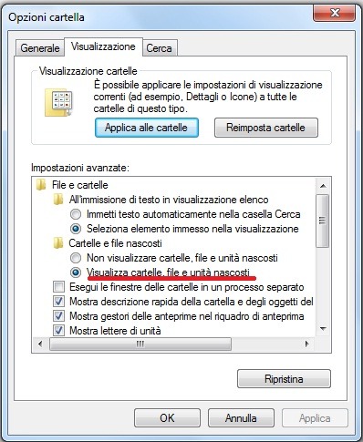 Come visualizzare file nascosti