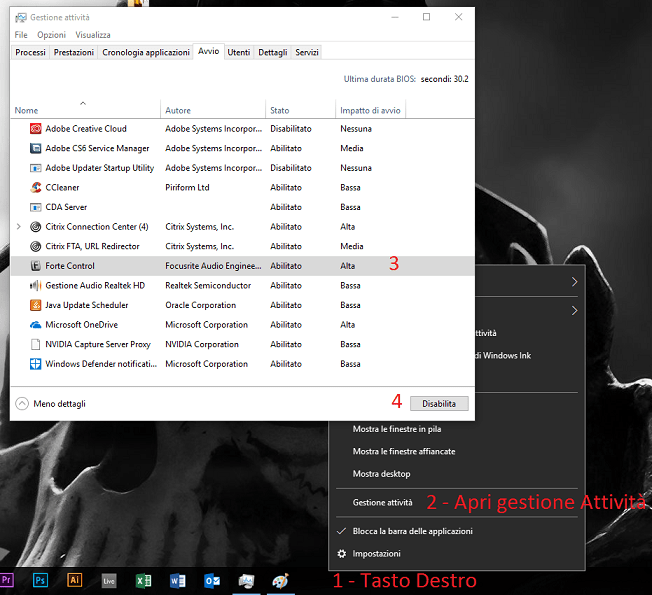 velocizzare windows 10 al massimo gestione attività