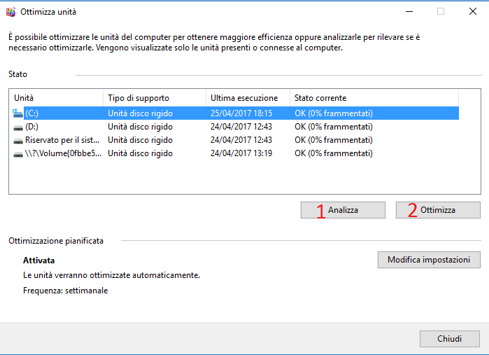 velocizzare windows 10 al massimo ottimizzazione unità