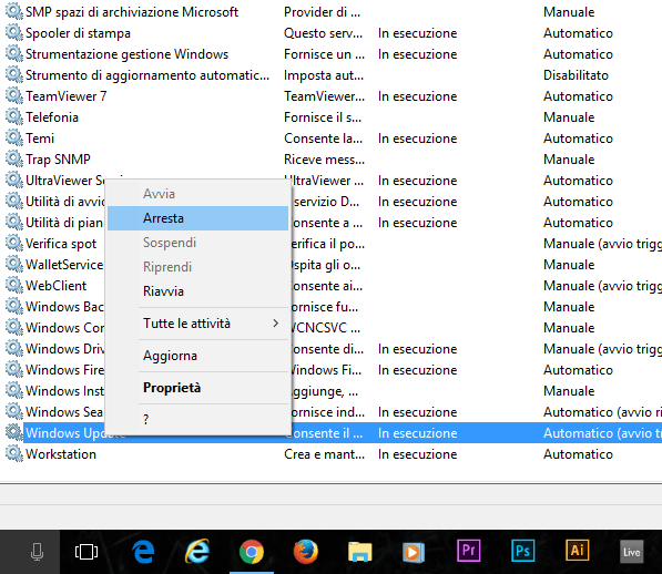 come disattivare gli aggiornamenti su windows 10 arresta servizio
