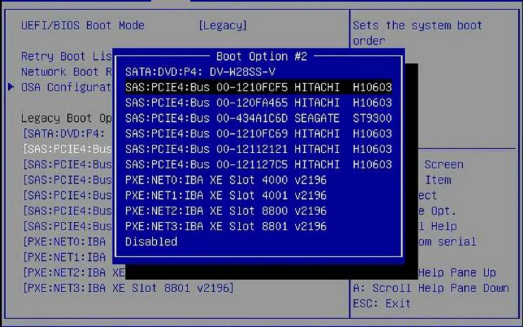 Ordine di boot (esempio di BIOS)