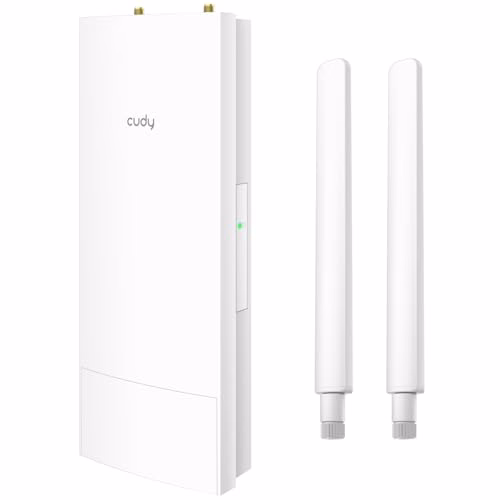 Cudy Punto di accesso WiFi 6 ad alta potenza AX3000 esterno, IP65 resistente alle intemperie, FEM esterne ad alta potenza, porte Gigabit RJ45, supporto PoE passivo 802.3at o 48~57V, protezione contro