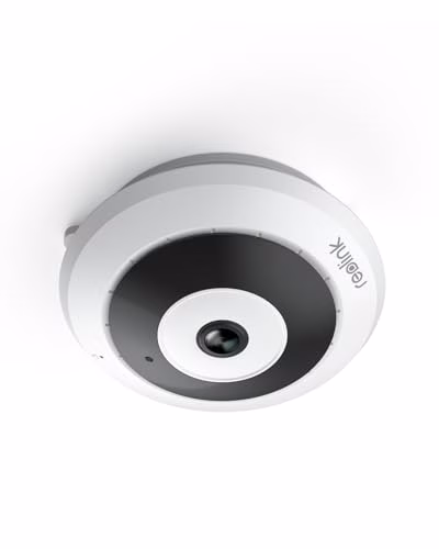 Reolink 2K+ Telecamera WiFi Interno con Panorama a 360°, Telecamera Fisheye Wi-Fi 2.4/5GHz, Rilevamento Umano Intelligente, Audio a due vie, Visione notturna IR, Slot per Schede microSD, FE-W Bianco