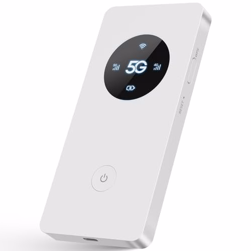 Calonny Mobile WiFi Portatile Hotspot 5G LTE Sim Router 2Gbps,5000mAh Batteria Ricaricabile, Modem Wi-Fi USB wireless,Senza Configurazione,per Viaggio e sul Lavoro.non navigare, modifica APN
