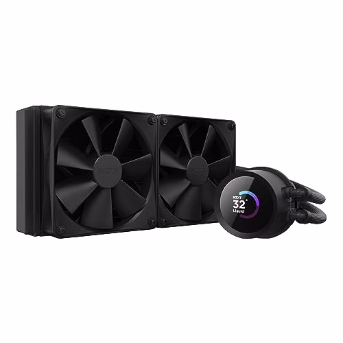 NZXT Kraken 240 - RL-KN240-B1 - Raffreddatore a liquido AIO per CPU da 240 mm - Display LCD quadrato da 1,54” personalizzabile per immagini, dati sulle prestazioni e altro - 2 ventole F120P - Nero