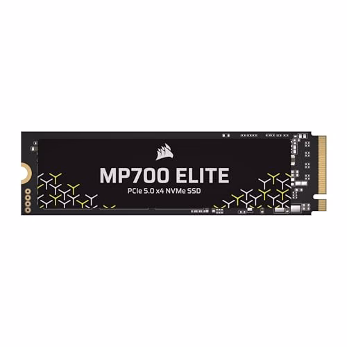 CORSAIR MP700 ELITE 1TB PCIe 5.0 x4 NVMe M.2 SSD – Fino a 10,000MB/sec – Alta Densità 3D TLC NAND – M.2 2280 - Compatibile con DirectStorage – Nero