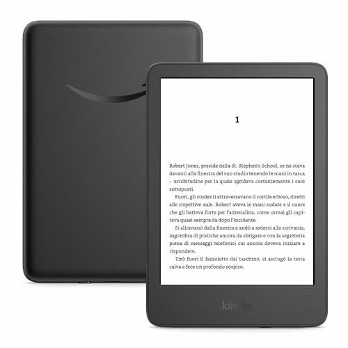Nuovo Amazon Kindle (16 GB)| Il più leggero e compatto, con schermo antiriflesso, cambio pagina più rapido, illuminazione frontale regolabile, batteria di lunga durata| Con pubblicità| Nero