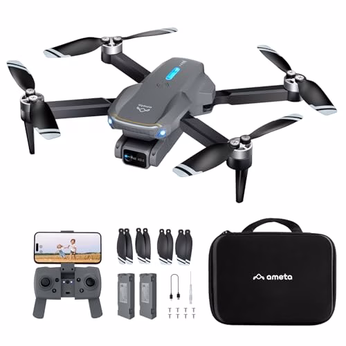 Ameta Drone con Telecamera 4K per Bambini e Adulti, S20 Lite Mini Droni Pieghevole con Motore Brushless/ 36min di Volo/Altitudine Mantenimento/Volo Circolare, Regalo per Uomo Ragazzo, Meno di 249g
