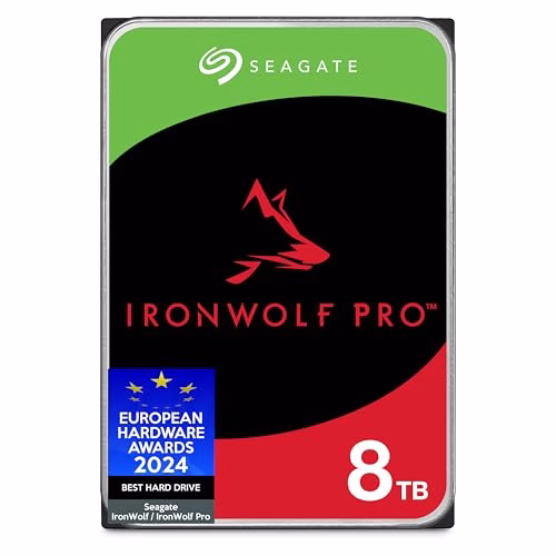 Seagate IronWolf Pro 8TB, Enterprise interna HDD NAS, per RAID NAS, CMR, 3,5-inch, SATA, 6Gb/s, 7200 RPM, 256 MB cache, FFP, Data Rescue Service (ST8000NTZ01)