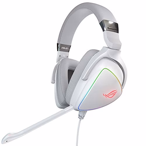 ASUS ROG Delta, Cuffia Gaming USB Type-C, Quad Dac ESS, Driver Asus Essence, Cuscinetti Ergonomici, ROG Hybrid, Illuminazione RGB, Compatibile con PC, Mac, PS4, Dispositivi Mobile, Bianco