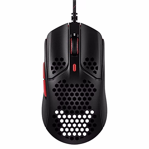 HyperX Pulsefire Haste, Mouse Gaming Cablato, Illuminazione RGB, 6 Tasti Programmabili, 16000 DPI, Resistenza fino a 60 Milioni di Clic, Cavo HyperFlex, Compatibile con Diverse Piattaforme, Nero/Rosso