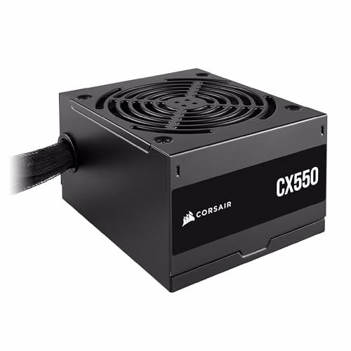 CORSAIR CX550 ATX 550W Alimentazione - Certificazione 80 PLUS Bronze - Bassa Rumorosità - Cavi con Guaina - Non Modulare - EU - Nero