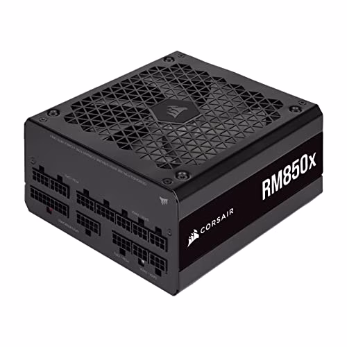 Corsair RM850x 80 PLUS Gold Alimentatore 850 Watt ATX Completamente Modulare, Ventola Levitazione Magnetica 135 mm, Ampiamente Compatibili, Condensatori Giapponesi, Riattivare Rapidamente, EU, Nero