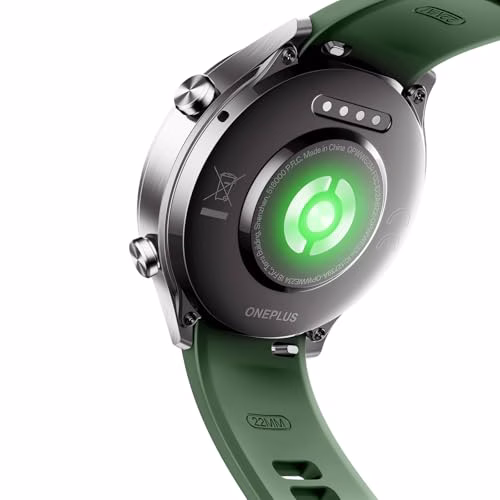 OnePlus Watch 2R Fitness Wellness Smart Watch con GPS a doppia frequenza, 32 GB di archiviazione, autonomia di 100 ore, impermeabilità 5 ATM, monitoraggio della salute, verde foresta, Verde foresta