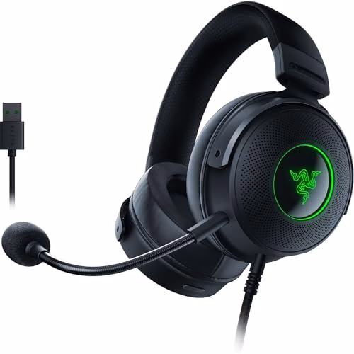 Razer Kraken V3 HyperSense - Cuffie cablate USB da gaming con tecnologia aptica (HyperSense, Driver TriForce in Titanio da 50 mm, THX Spatial Audio, Chroma RGB) Nero