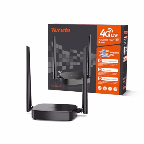 Tenda 4G03 Pro Router 4G LTE Cat4 Wireless N300Mbps, Router WiFi con SIM, Ricarica con Power Bank, Due Antenne Esterne, Porta LAN/WAN, Modem 4G SIM, Senza Configurazione, Plug&Play