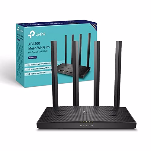 TP-Link Archer C6 V3 Gigabit Router Wi-Fi, Dual Band AC1200Mbps Wireless, 5 Porte Gigabit, MU-MIMO, Parental Control, Tecnologia Beamforming, Configurazione Semplice, Supporto IPTV, IPv6, WPS