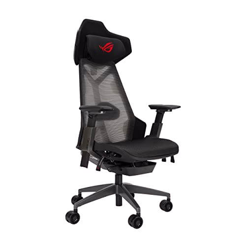 ASUS ROG DESTRIER ERGO Sedia Gaming Ergonomica, Supporto Lombare Memory-foam, Braccioli Comfort Imbottiti Regolabili, Pannello Acustico Rimovibile, Design Premium Futuristico Cyborg, Nero