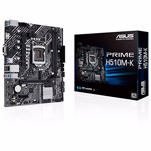 Asus PRIME H510M-K, Scheda madre micro ATX Intel H510 (LGA 1200), PCIe 4.0, slot M.2 32Gbps, Lan Intel 1 Gb, HDMI, D-Sub, USB 3.2 Gen 1, SATA 6 Gbps, connettore COM, connettore RGB