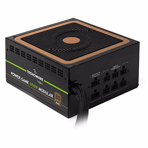 Tecnoware Alimentatore Modulare 650W per PC Gaming - Certificazione 80 Plus Bronze di Elevata Efficienza (>85%), con Ventola Ultra Silent