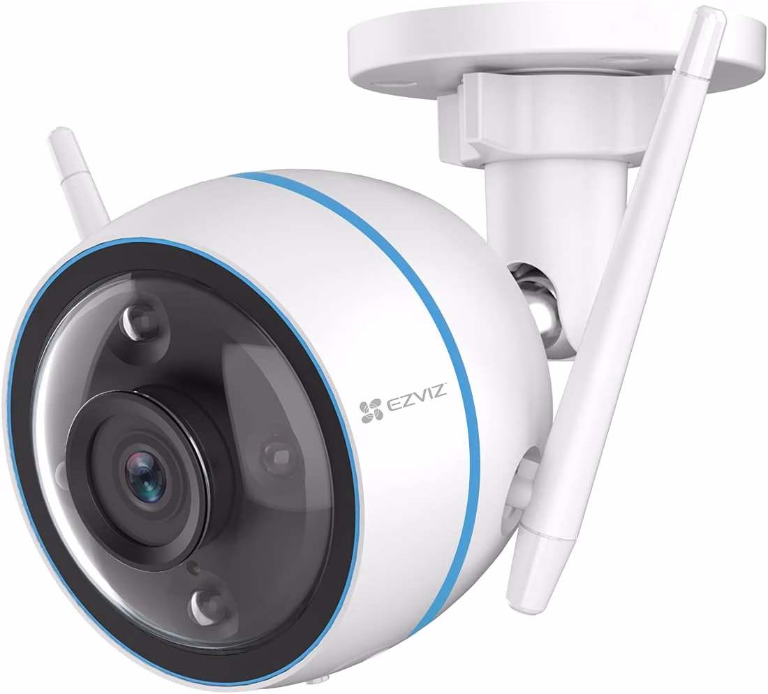 EZVIZ CTQ3N Telecamera WiFi Esterno 1080p, Videocamera Sorveglianza Esterno WiFi con Visione Notturna a Colori 30m, IP Camera con Intelligenza Artificiale, Rilevamento di Persone, Funziona con Alexa
